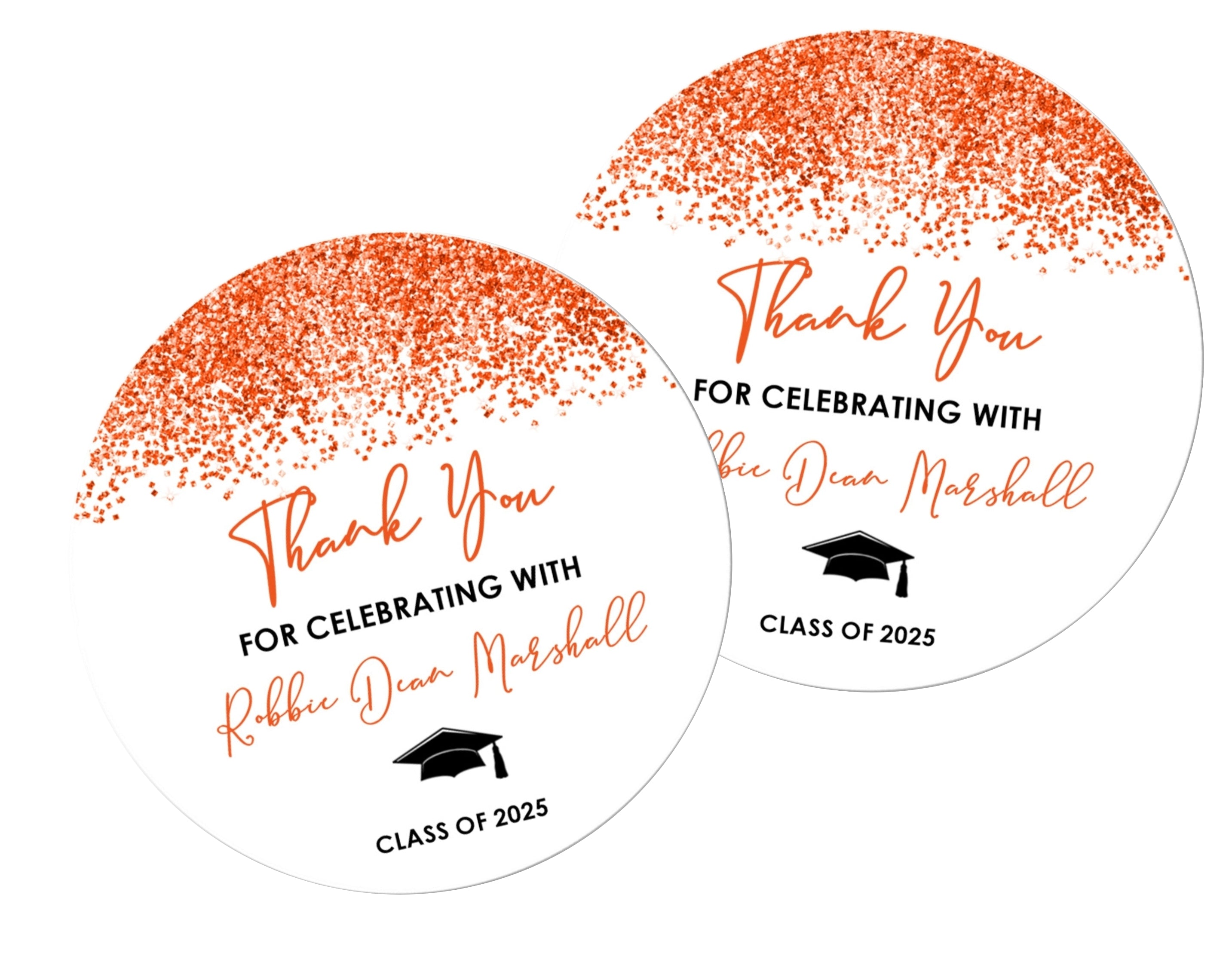 Orange Graduation Party Stickers Or Favor Tags
