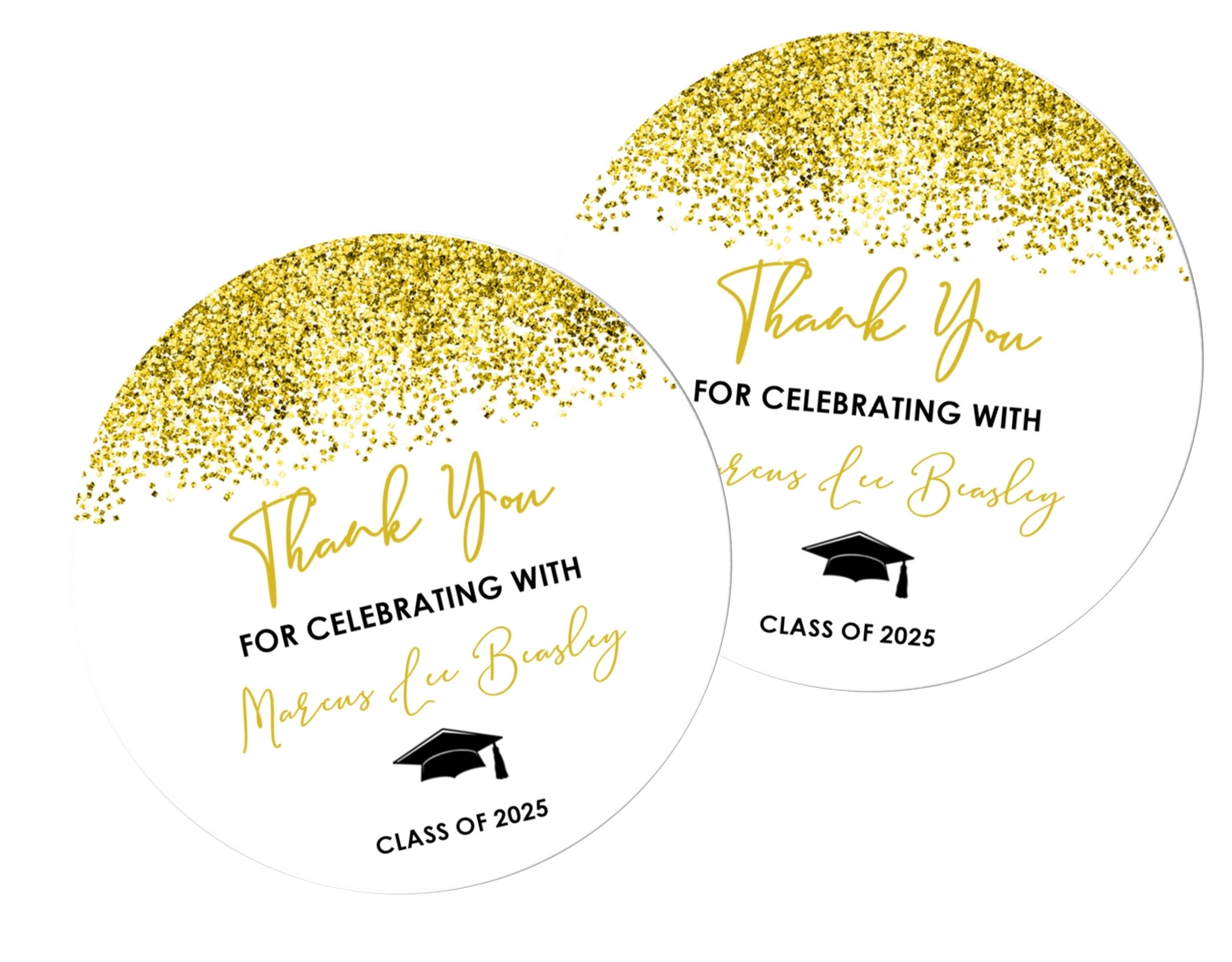 Gold Graduation Party Stickers Or Favor Tags