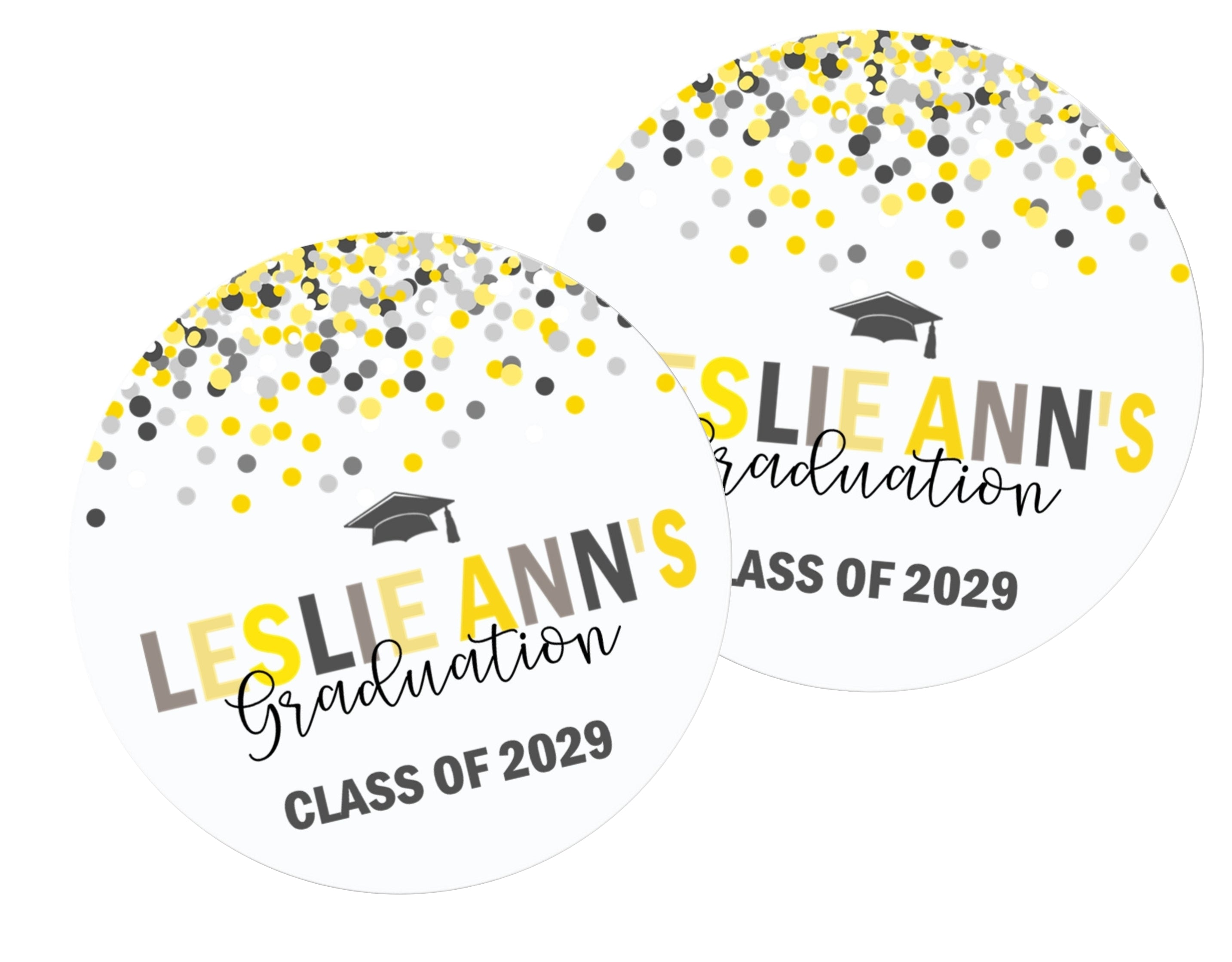 Yellow Graduation Party Stickers Or Favor Tags