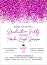 Graduation party invitation with bright pink border and event details.