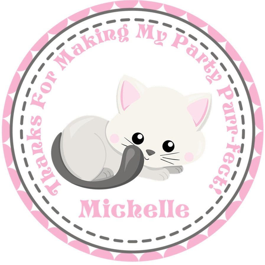 Gray cat birthday party sticker