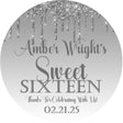 Gray sweet 16 birthday sticker label