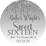 Gray sweet 16 birthday sticker label