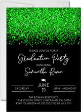 Green And Black Graduation Party Invitations