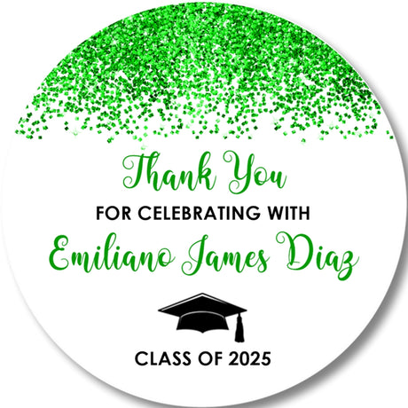 Green black graduation party stickers