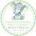 Green elephant themed baby shower stickers for favors and decorations