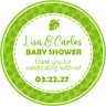 Green tropical leaf baby shower sticker