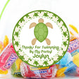 Green tropical sea turtle birthday sticker