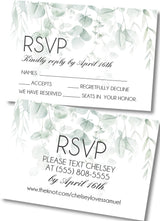 Green white eucalyptus wedding rsvp cards