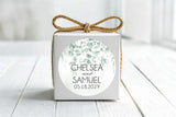 Green white neutral eucalyptus wedding stickers