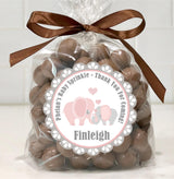 Safari baby shower favor stickers – elephant with hearts