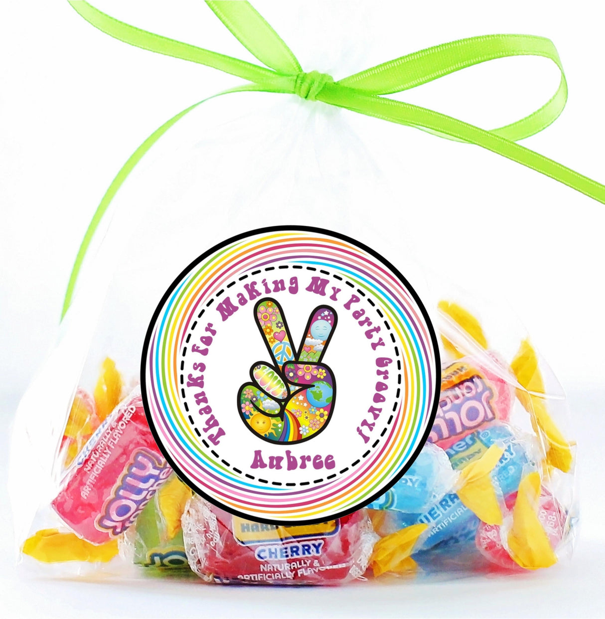 Groovy 70s birthday favor label