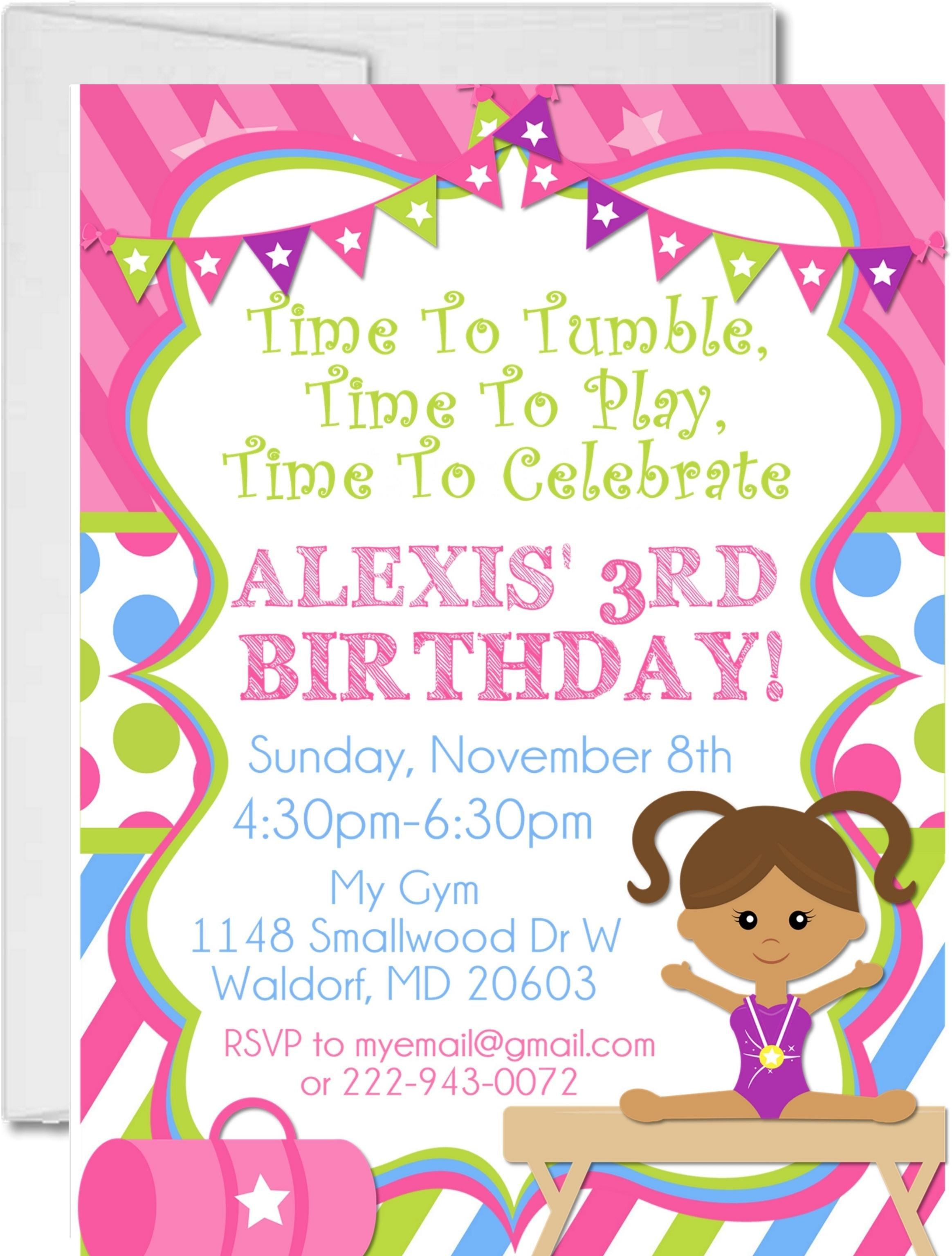 Gymnastics Birthday Party Invitations
