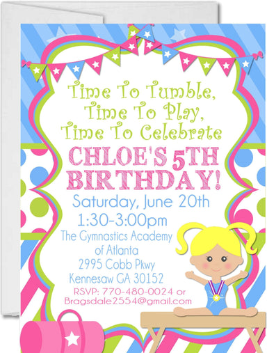 Gymnastics Birthday Party Invitations