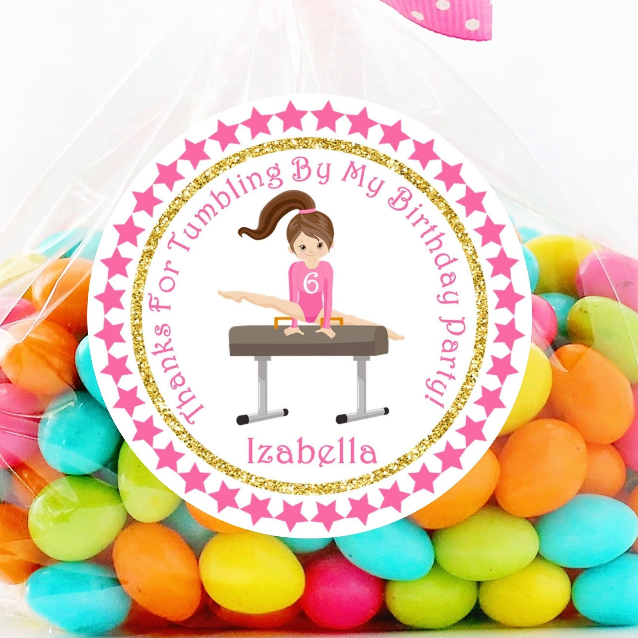 Gymnastics Birthday Party Stickers