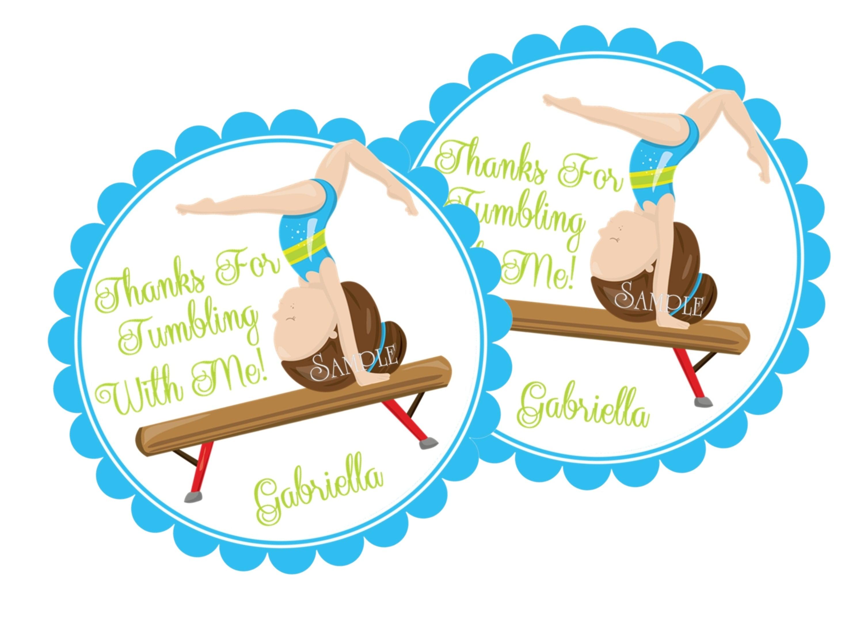 Gymnastics Birthday Party Stickers Or Favor Tags