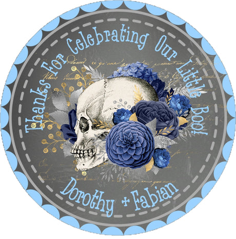 Little Boo Halloween Baby Shower Stickers – Skull Floral Baby Shower Favor Labels – Boy or Girl Halloween Baby Shower Stickers