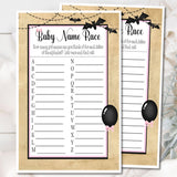 Halloween baby name race game printable