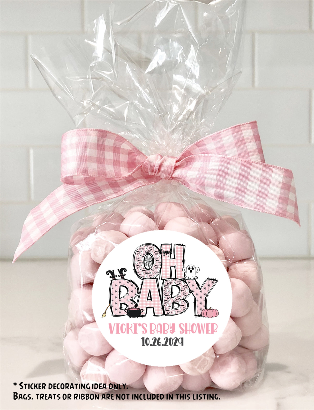 Halloween baby shower sticker for girls