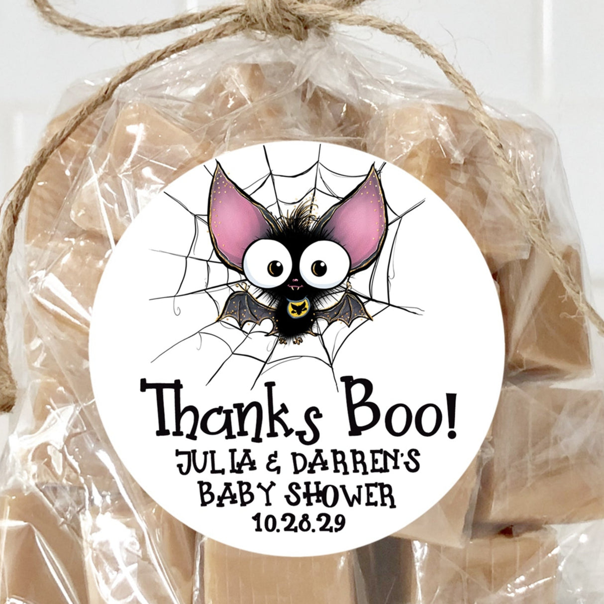 Halloween bat baby shower sticker for boys