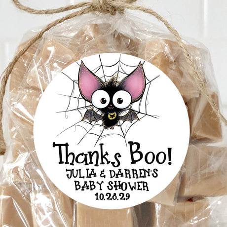 Halloween bat baby shower sticker for boys