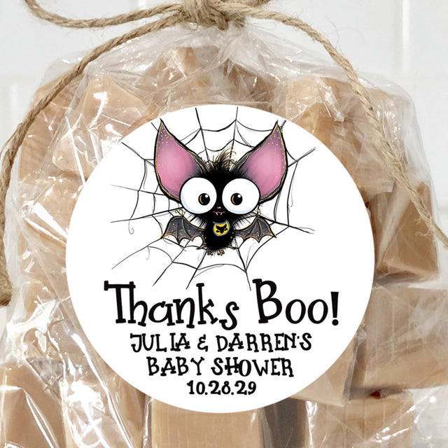 Halloween bat baby shower sticker for boys