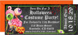 Halloween costume party invitation featuring monster artwork and Halloween candy graphics