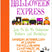 Halloween train birthday invitation with bats and festive Halloween graphics