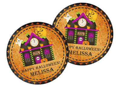 Haunted Train Station Halloween Stickers or Favor Tags