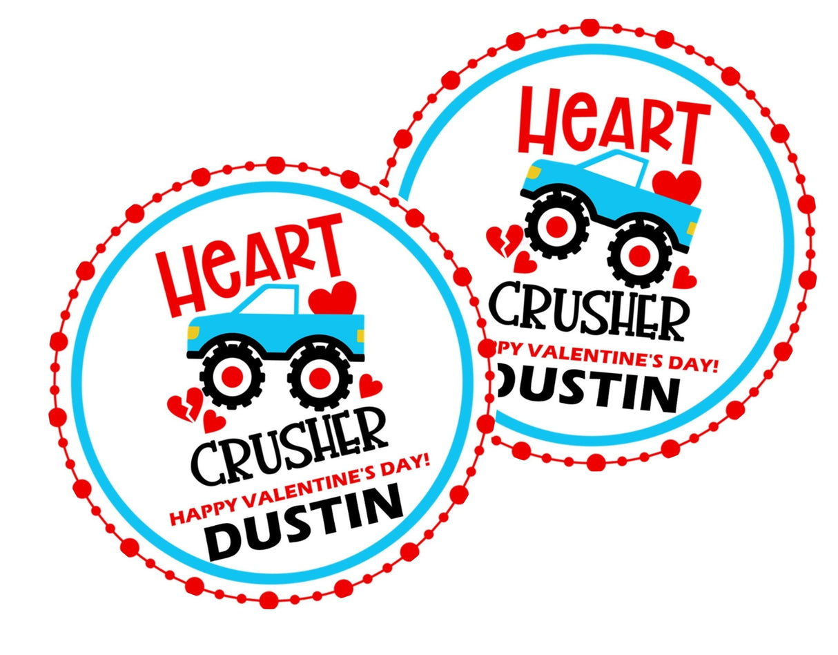 Heart Crusher valentine label personalized