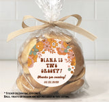 Hippie 2nd birthday party favor sticker