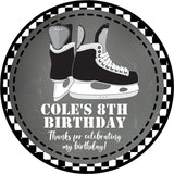 Hockey birthday sticker ice skate design