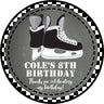 Hockey birthday sticker ice skate design