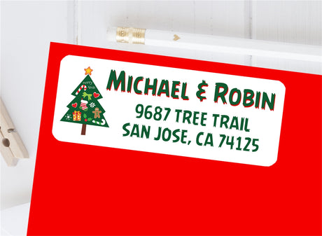 Holiday Christmas tree personalized address labels