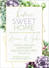 Home sweet home housewarming invitation with green foliage design