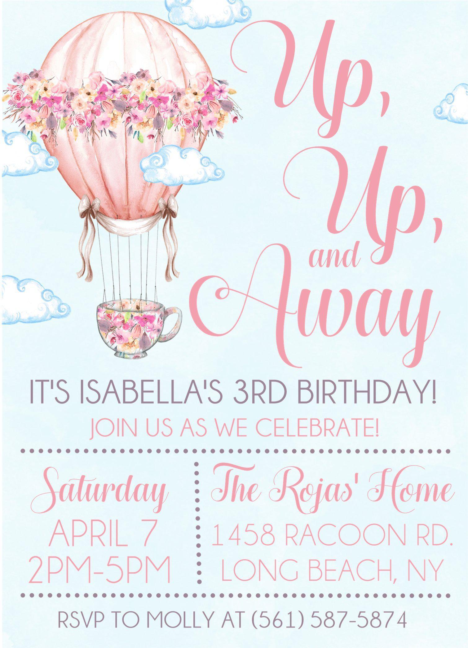 Hot Air Balloon Birthday Party Invitations