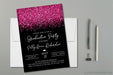 Hot Pink And Black Graduation Party Invitations