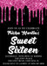 Hot Pink And Black Sweet 16 Party Invitations