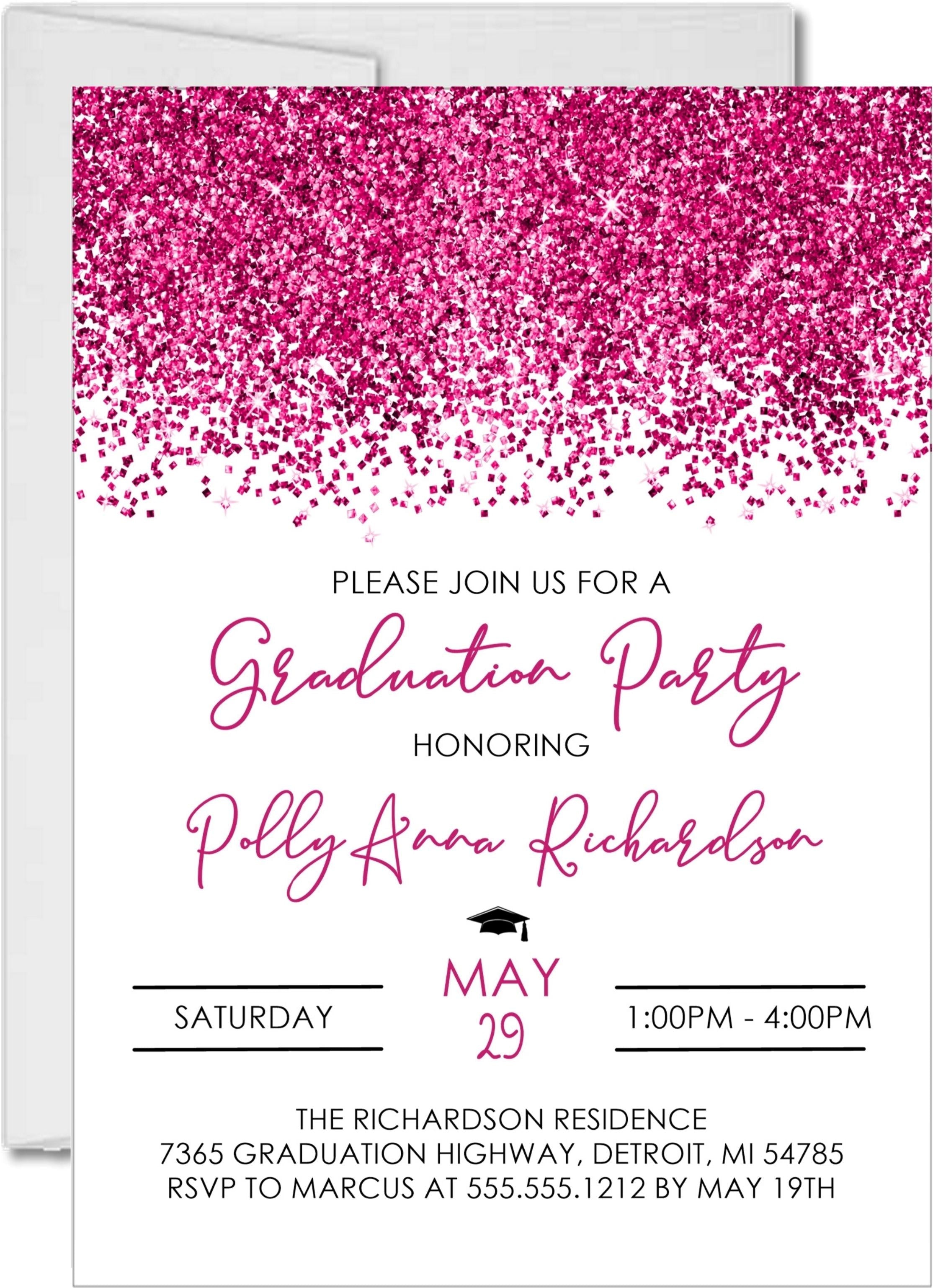Hot Pink Graduation Party Invitations