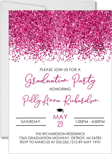 Hot Pink Graduation Party Invitations