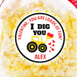I Dig You construction Valentine sticker with yellow truck