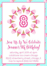 Ice Cream Birthday Party Invitations