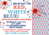 Independence Day BBQ invitation star pattern background