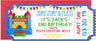 Inflatable birthday party invitation with bright colors and personalized party details