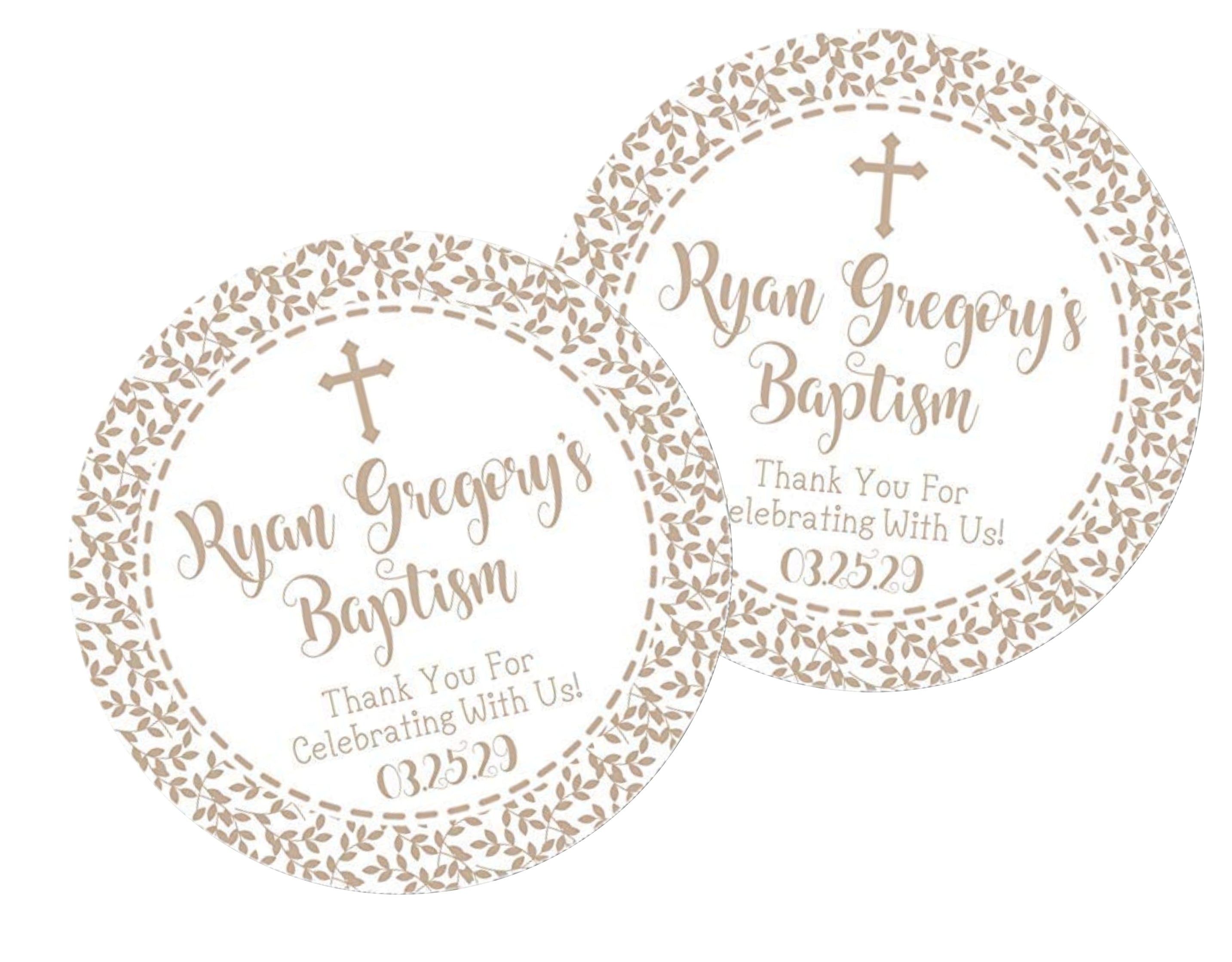 Ivory And White Baptism Stickers Or Favor Tags