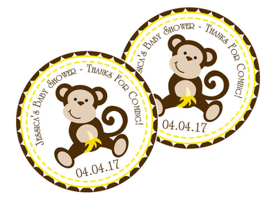 Jungle Monkey Baby Shower Stickers