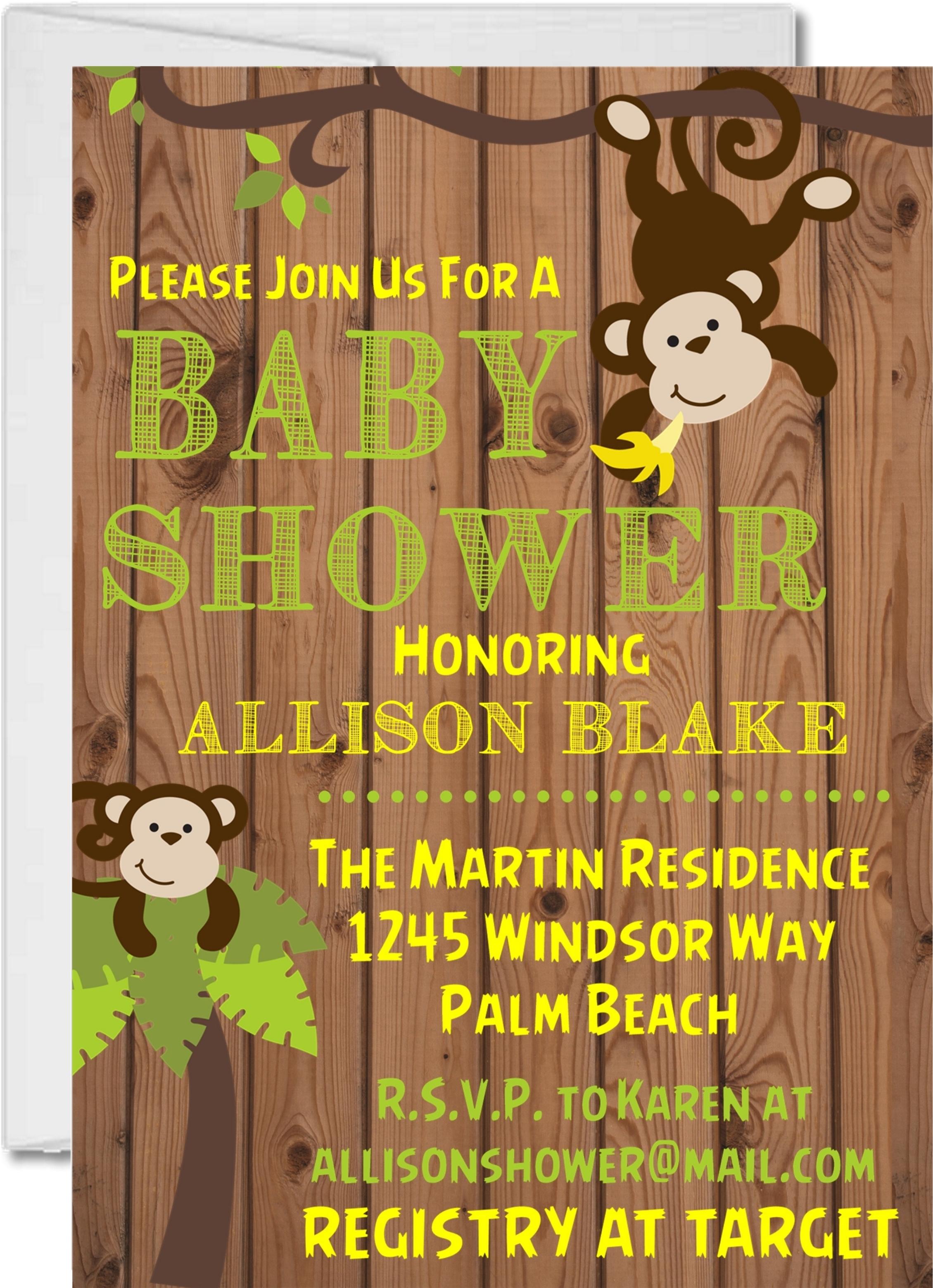 Jungle Monkeys Baby Shower Invitations