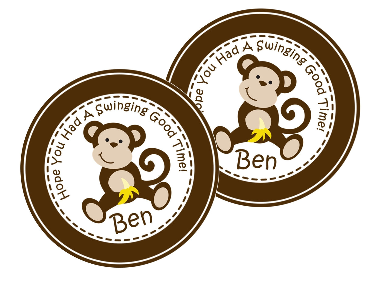 Jungle monkey party favor label personalized
