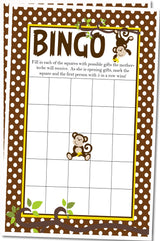 Jungle monkey themed baby shower bingo PDF
