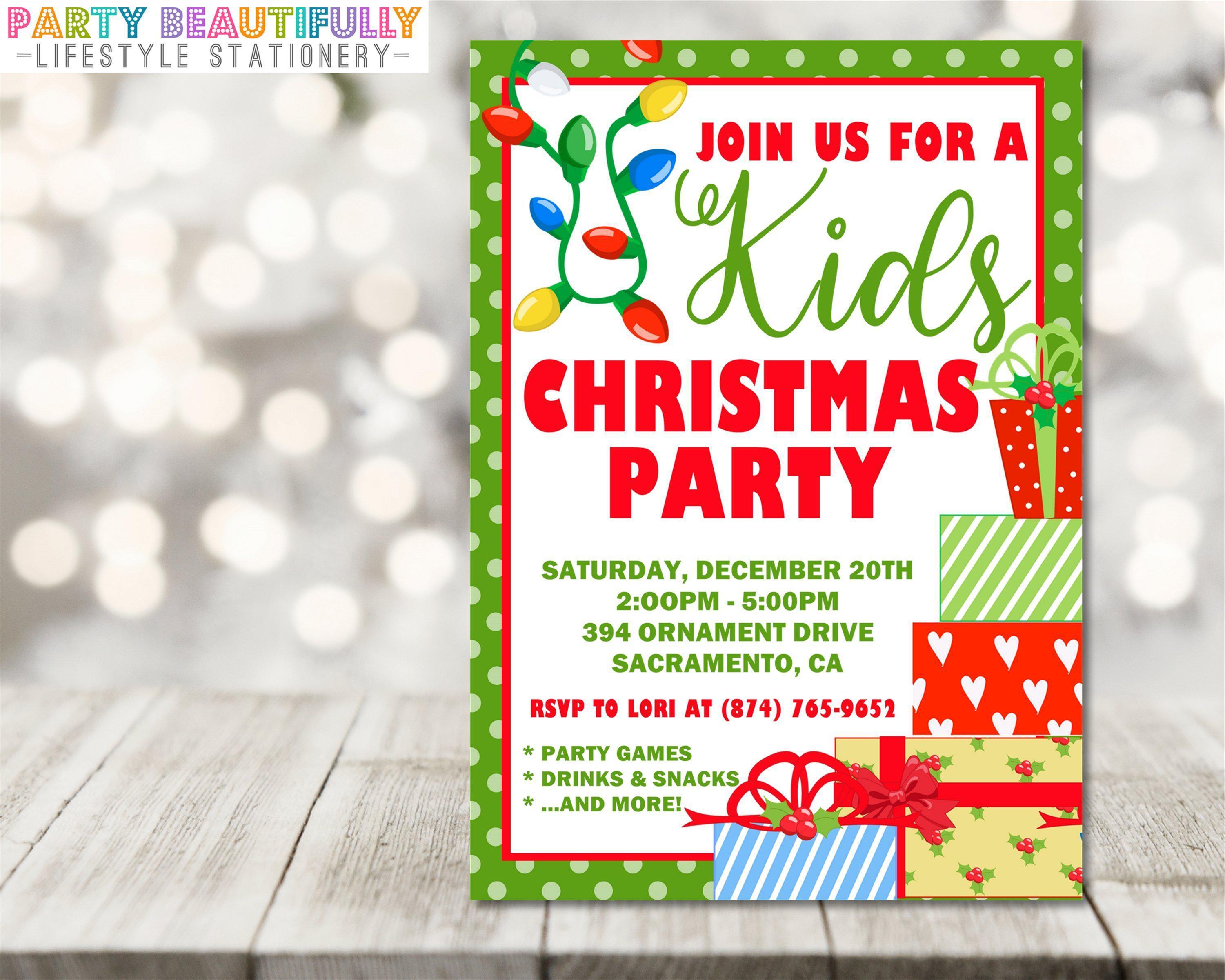 Kids Christmas Party Invitations